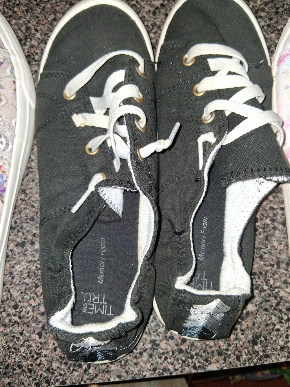 Black Memory Foam Lace-Up Flats for Women